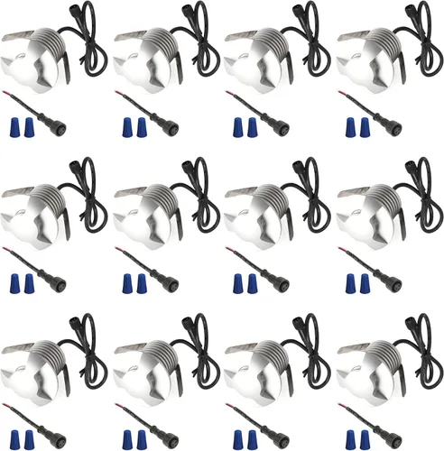 Vista 10 de Kit de luces LED para escalón/cubierta, paquete de 6 luces empotradas de bajo voltaje, CC de 12 V, luces empotradas impermeables IP67, iluminación