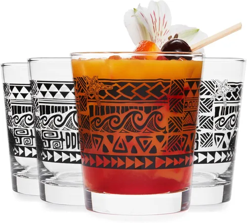 Vista 12 de Libbey Juego de 4 vasos altos para cóctel Tiki de bambú, vasos icónicos de 16 oz, vasos modernos para cócteles Highball