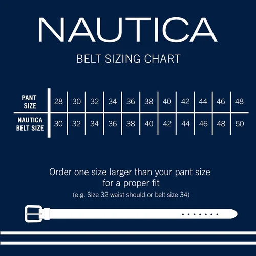 Vista 8 de Nautica Men's Dress Leather Belt for Suits and Pants Classic Business Fashion Adjustable Metal Buckle