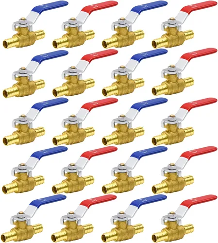 Vista 12 de 4 piezas de válvulas de bola PEX, válvula de bola de latón PEX de 1/2" de puerto completo, válvula de bola de cierre de puerto completo, giro