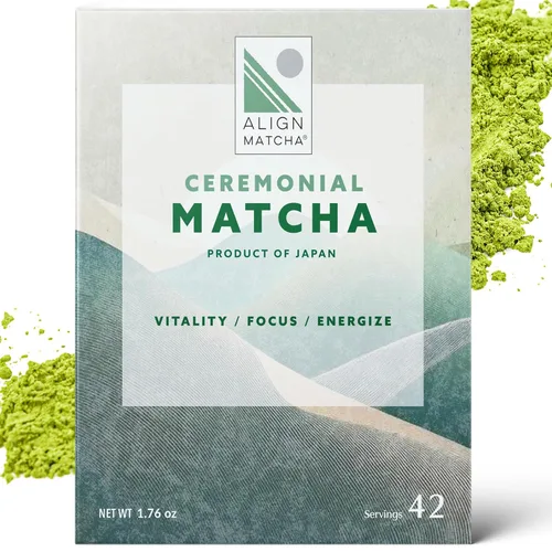Vista 9 de Align Matcha - Matcha Orgánico Ceremonial 1.76 oz, 42 porciones - Polvo de matcha japonés para mayor concentración y energía - Sabor suave y rico