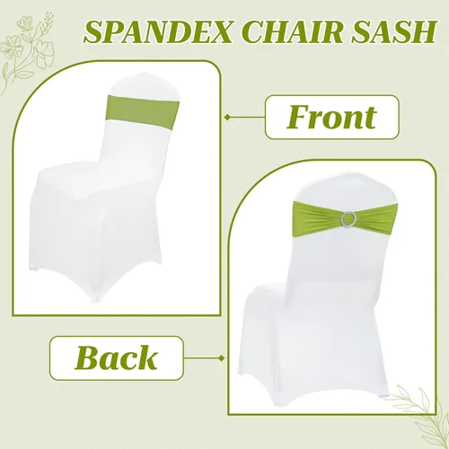 Vista 4 de MDS® Paquete de 10 bandas de elastano para silla con hebilla deslizante para decoración de bodas y eventos, bandas elásticas reutilizables