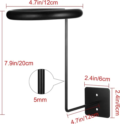 Vista 3 de Frienda Accesorios de motocicleta montados en la pared, soportes negros para casco de metal, multifuncionales, con tubos de esponja y tornillos