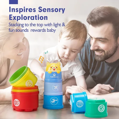 Vista 3 de hahaland Juguetes apilables para niños pequeños de 1 a 3 años – Vasos apilables – Juguete para niños de 1 a 2 años de edad Juguetes Montessori