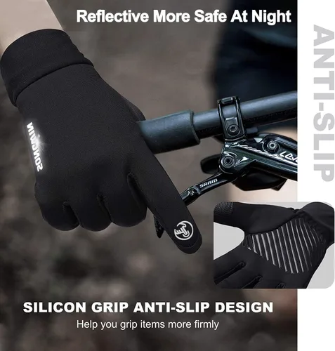 Vista 2 de Guantes de invierno para hombres y mujeres guantes de pantalla táctil mejorados resistentes al viento guantes térmicos cálidos para ciclismo correr