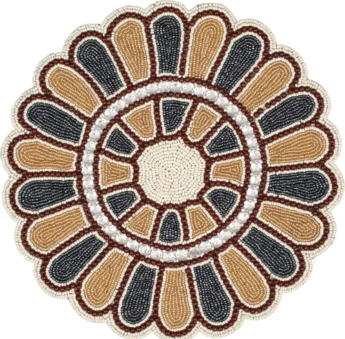 Vista 14 de Cargador de cuentas redondas de 13 pulgadas gris antiguo y borde circular - Manteles individuales navideños y festivos Gris envejecido
