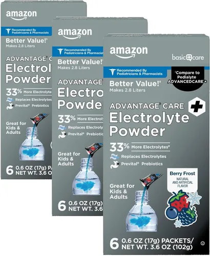 Vista 10 de Amazon Basic Care Advantage Care - Paquetes de electrolitos en polvo para rehidratación, Berry Frost, 6