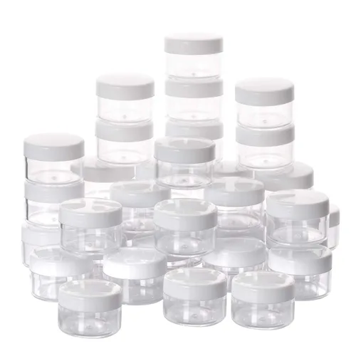Vista 9 de 100 unidades de 10 g de envases de muestra pequeños con tapas. Frasco de plástico. Frascos cosméticos vacíos. Frascos de maquillaje. Envases