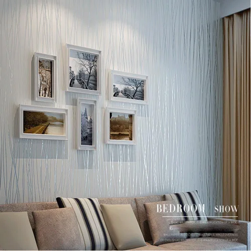 Vista 3 de Q QIHANG - Papel pintado clásico a rayas, diseño de rayas, color plateado y gris Non-woven,Modern Fashion,For Living Room Bedroom,KTV,Bar,TV