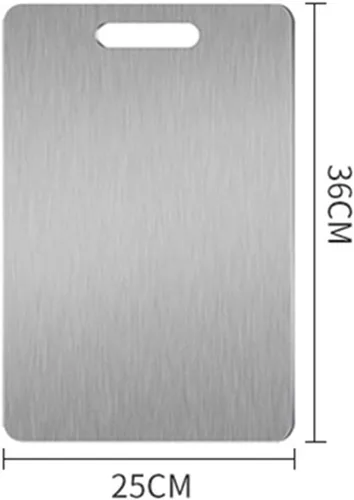 Vista 9 de Stainless Steel Cutting Board with Juice Groove and Handle Hole, Non-Warping Robust Sided Cutting Board for Meat and Vegetables (25 * 36)