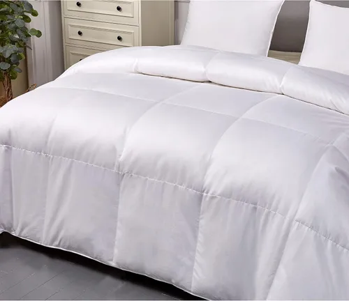 Vista 4 de Blue Ridge Home Fashions Edredón de plumón de ganso europeo de algodón egipcio de 1000 hilos, blanco, tamaño individual