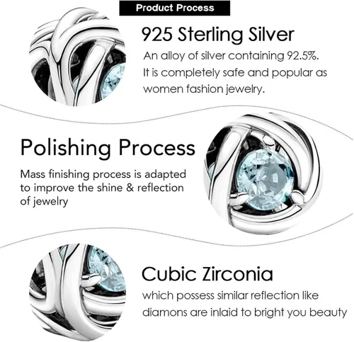 Vista 5 de VALGACLS Dijes de plata de ley 925 con forma de corazón de amor para pulsera collar dije de feliz cumpleaños dije de círculo de eternidad