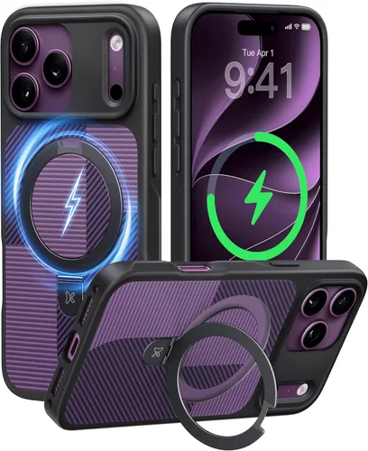 Vista 63 de CASEKOO - Funda diseñada para iPhone 14 Pro con soporte magnético invisible [protección contra caídas de grado militar] [compatible con MagSafe]