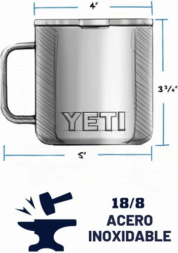 Vista 2 de YETI Rambler - Taza de 14 oz con aislamiento al vacío, de acero inoxidable con tapa MagSlider, color inoxidable Azul (Nordic blue)
