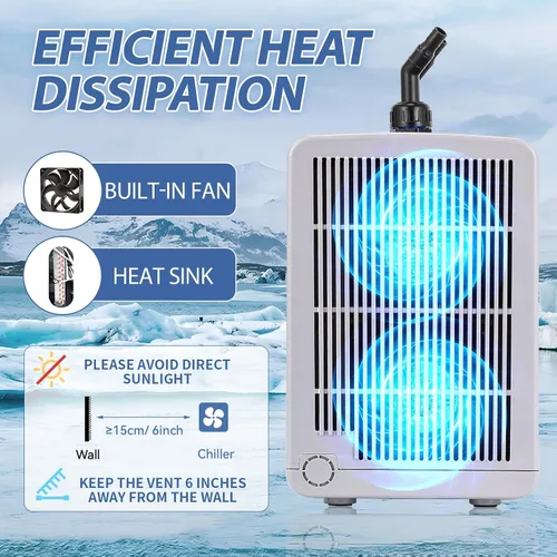 Vista 2 de Poafamx - Enfriador de acuario de 42 galones, enfriador de agua silencioso para pecera, 1/10 HP Compressor Refrigeration with Pump & Tubing, for