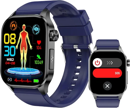 Vista 12 de Reloj inteligente para hombres y mujeres, pantalla AMOLED a color de 2.04 pulgadas, frecuencia cardíaca 24/7, oxígeno en sangre, presión arterial