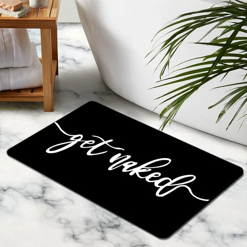 Vista 3 de MUGINYU Get Naked Tapete de Baño, Alfombrillas de Baño Modernas y Divertidas en Blanco y Negro de Secado Rápido Absorbentes Antideslizantes Delgadas
