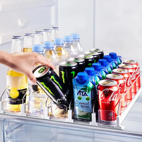 Vista 9 de Organizador de bebidas para refrigerador, dispensador de latas de soda para refrigerador, dispensador automático de bebidas para refrigerador
