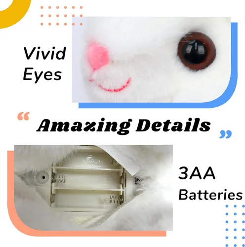 Vista 6 de Hopearl Hopping Bunny - Juguete electrónico interactivo de conejo con correa de control remoto para mascotas, repite lo que dijiste, regalos