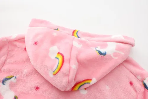 Vista 5 de Bata de forro polar para niñas y albornoz con capucha para niños de franela suave para niños Ángel