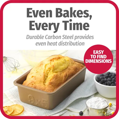 Vista 5 de GoodCook BestBake - Molde para pan de acero al carbono texturizado antiadherente, 9 x 5 pulgadas, bronce