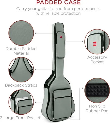 Vista 2 de Best Choice Products Guitarra Bajo Eléctrica Acústica, Tamaño Completo de 4 Cuerdas, Guitarra Bajo con Trastes con Funda de Transporte Acolchada