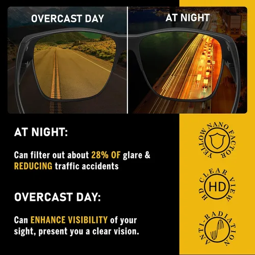 Vista 6 de DUCO Lentes de conducción de visión nocturna para hombres y mujeres, antirreflejos, polarizados, amarillos, lentes nocturnos, 8990Y, Lente de visión