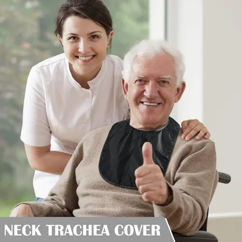 Vista 6 de Oudain 3 piezas de traqueotomía cubierta de ducha impermeable laringectomía estoma cubre cuello protector protector estoma protector transpirable