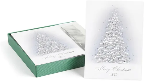 Vista 21 de Canopy Street Masterpiece Árboles contemporáneos con papel de oro para tarjetas festivas / 15 tarjetas de Navidad modernas en caja con sobres