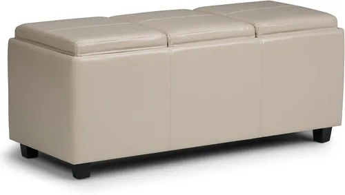 Vista 19 de Banco otomano de almacenamiento con brazo enrollado con elegante ribete