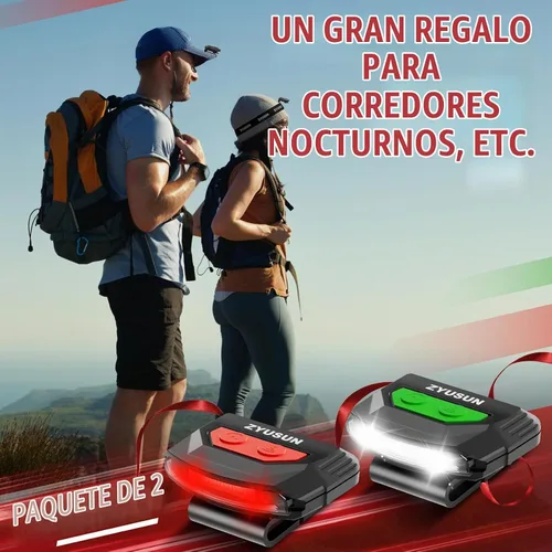 Vista 9 de Juego de 2 linternas recargables para gorra, lámparas portátiles, con clip para sombrero con sensor de movimiento, ligeras, resistentes al agua