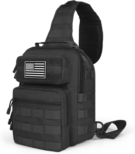 Vista 8 de HAOMUK - Mochila táctica con bandolera militar Rover, mochila al hombro, mochila pequeña EDC, bolsa de pecho cruzada para hombres