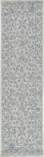 Vista 32 de SAFAVIEH Alfombra lavable al aire libre, colección Courtyard - 2'3" x 5', azul aguamarina y gris, no desprende pelusa y fácil limpieza, ideal