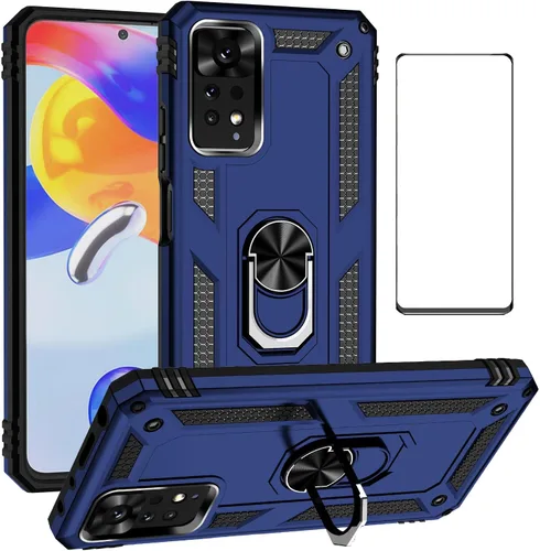 Vista 92 de Funda para Xiaomi POCO X3 NFC /X3 Pro con protector de pantalla, armadura de protección militar híbrida resistente a prueba de golpes, funda Negro