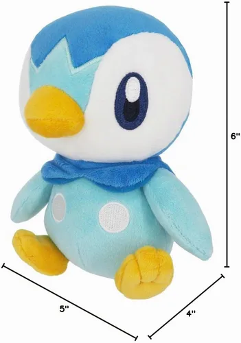 Vista 7 de Sanei Pokemon All Star Collection PP89 - Peluche Piplup de 6 pulgadas, color azul