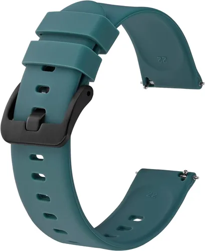 Vista 48 de BISONSTRAP Correas de reloj de silicona, correas de reloj delgadas con liberación rápida, 0.787 in, negro con hebilla negra