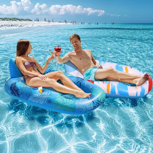 Vista 7 de JOSEN Inflatable Pool Float Adult, Pool Float Lounger Raft Floaties Water Floating Chair with Cup Holders Backrest & Footrest for Swimming Pool