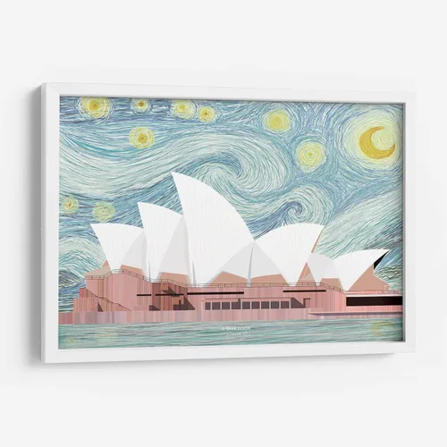 Vista 7 de Canvas Lab Sydney Opera House by DRAM 11 x 7 in Fine Art Framed Print, Frame Color: Black, With Mat
