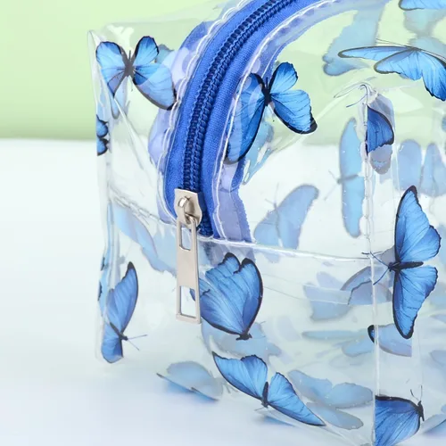 Vista 5 de Pequeña bolsa de cosméticos, bolsa de maquillaje transparente para la escuela, bonita bolsa de viaje para mujer, estuche organizador de maquillaje