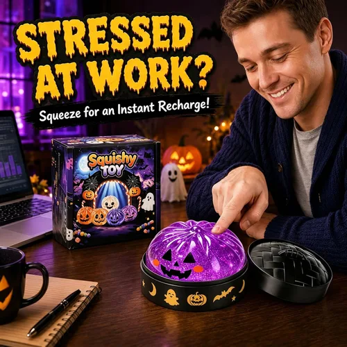 Vista 6 de Halloween Themed Squishy Dumpling Toy with Gift Box, Giant Spooky Face Squishy Dumpling, Stretchable Squeeze Stress Ball Fidget Sensory Toy for