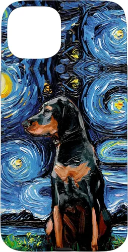 Vista 9 de Black and Tan Coonhound Starry Night Art – Dog Lover Gift Case for iPhone 17