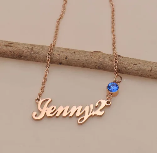 Vista 4 de Collar con nombre de inicial para mamá, color dorado y plateado, acero inoxidable, Rose gold