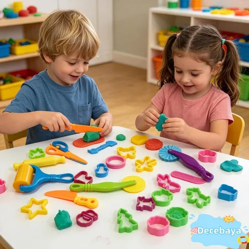 Vista 5 de Juego de herramientas Playdough, 24 piezas de herramientas de masa para niños de 4 a 8 años, accesorios de masa, incluye rodillo cortador, rodillos