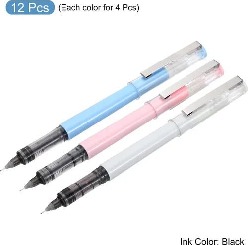 Vista 3 de PATIKIL Bolígrafos de gel de tinta negra de 5.12 pulgadas, paquete de 12 bolígrafos de punta fina de 0.015 in con tapa transparente para escribir