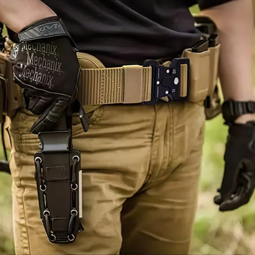 Vista 2 de Paquete de 2 cinturones tácticos para hombre, hebilla de metal de liberación rápida