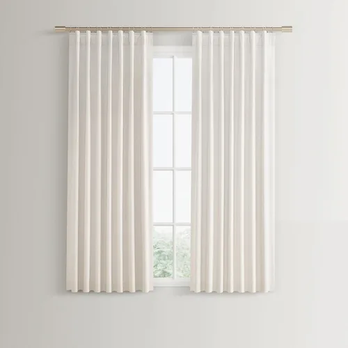 Vista 73 de Joywell - 2 cortinas de lino 100% opacas, con bolsillo para cortinero, trabilla trasera, cinta para ganchos y anillas con clip, con aislamiento