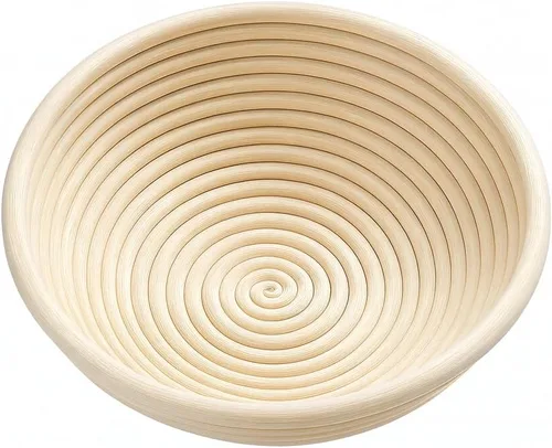 Vista 2 de Saint Germain Bakery Cesta Banneton Premium Redonda para Pan con Forro - Cesta de Fermentación Brotform Perfecta para Hacer Pan Hermoso (8 pulgadas)