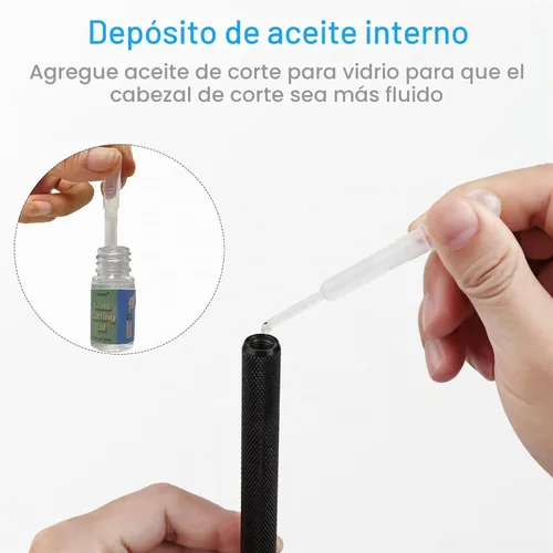 Vista 4 de Cortador de vidrio de 2 mm a 20 mm y aceite para corte de vidrio, herramienta de corte de vidrio mejorada con alimentación automática de aceite