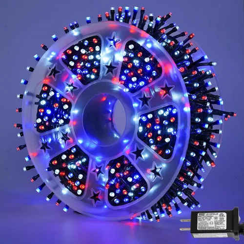 Vista 16 de QITONG Guirnalda de 500 luces LED de Navidad de 165 pies para exteriores, impermeable, luces multicolor con 8 modos, cable verde, luces parpadeantes