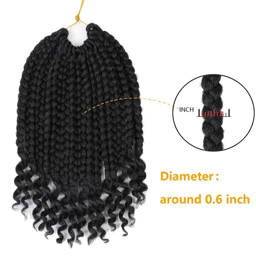 Vista 7 de Paquete de 6 trenzas de ganchillo con extremos rizados, trenzas de ganchillo de 10 pulgadas, trenzas bohemias de ganchillo para mujeres negras